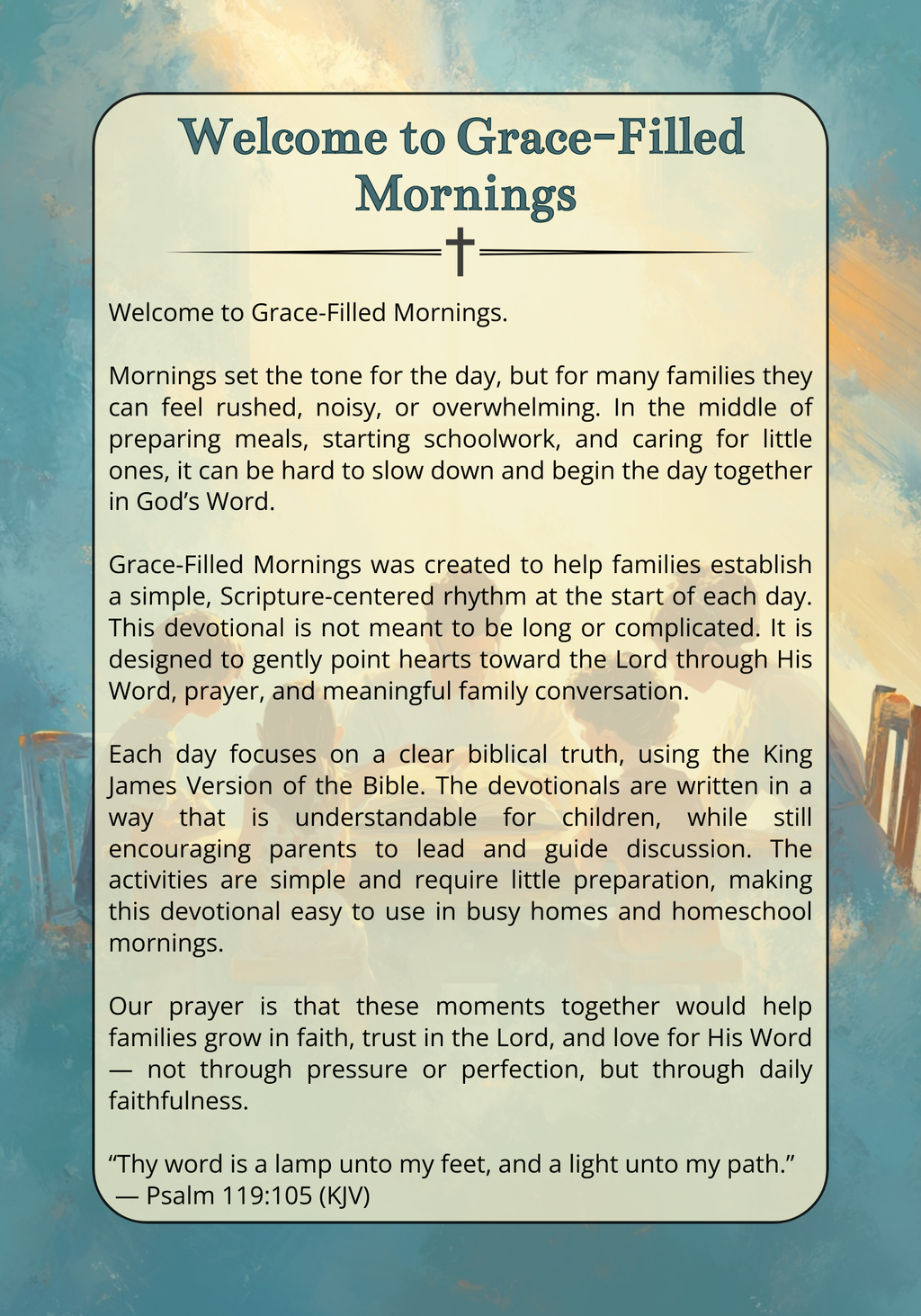 Grace-Filled Mornings: A 50-Day KJV Family Devotional for Scripture, Prayer, and Togetherness