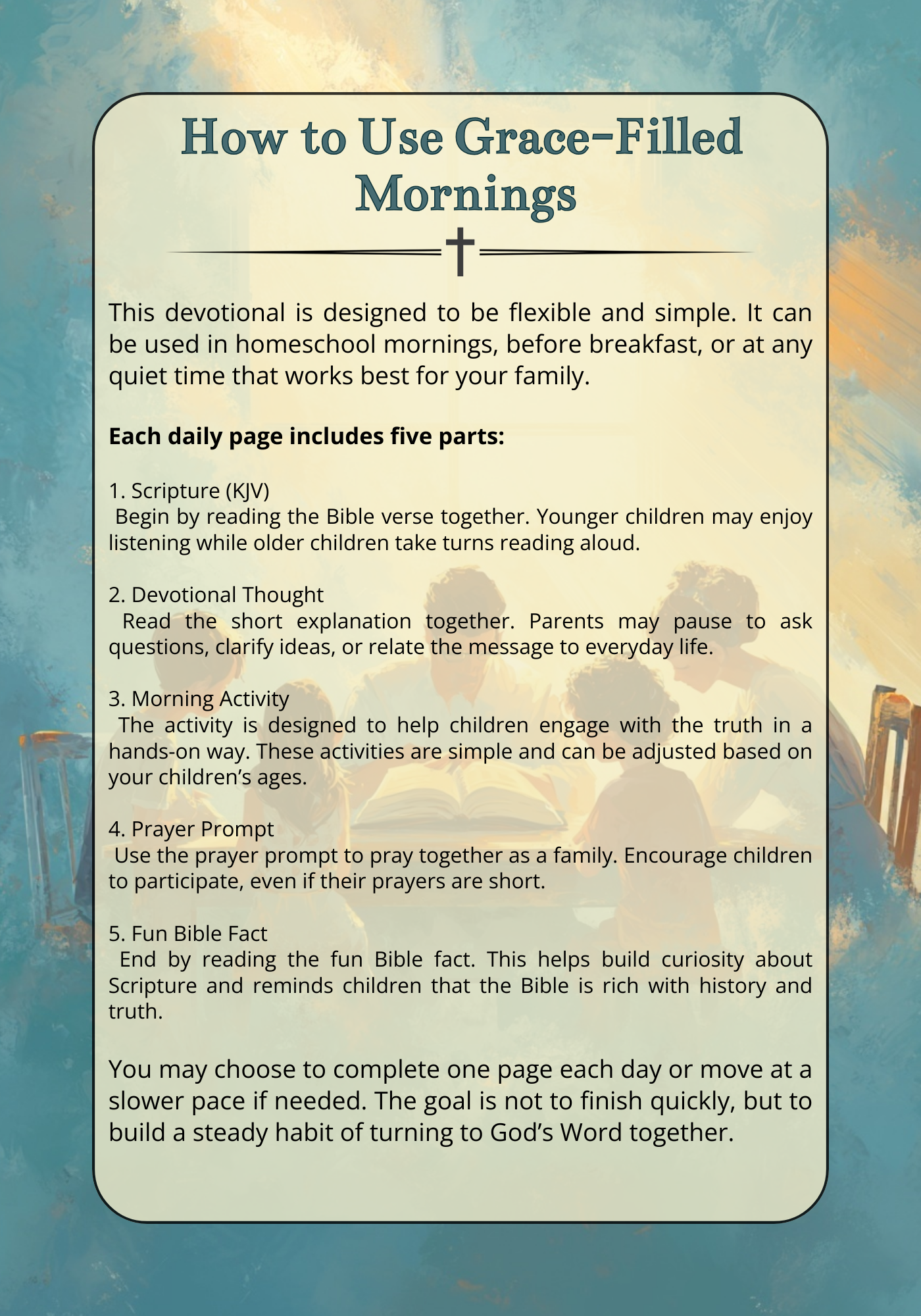Grace-Filled Mornings: A 50-Day KJV Family Devotional for Scripture, Prayer, and Togetherness